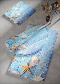 Badematte mit Memory Schaum in blau | 7 (Duschvorlage halbrund 50/80 cm) | bonprix