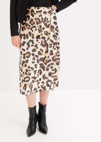 Wickelrock aus feinem Viskose-Mix in beige, Gr&ouml;sse 54, bonprix