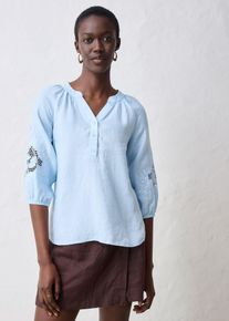 Tunika aus reinem Leinen mit Lochstickerei in blau, Grösse 36, bonprix
