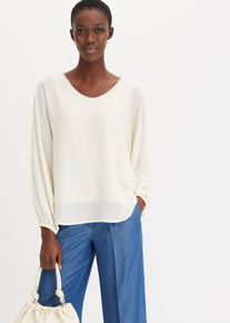 Chiffon-Tunika mit Glitzersteinchen in beige, Grösse 38, bonprix