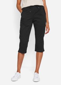 Caprihose mit Bindeband in schwarz, Grösse 42, 98% Baumwolle, bonprix