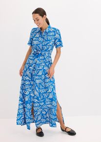 bedrucktes Maxikleid aus Viskose-Mix in blau, Grösse 52, bonprix
