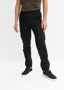 Loose Fit Schlupf-Cargohose Straight in schwarz, Grösse 56, 97% Baumwolle, bonprix