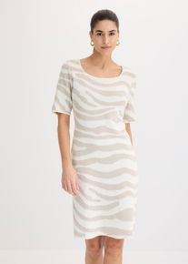 Jacquard Strickkleid in weiss, Grösse 56/58 (3XL), bonprix