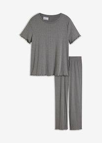 Pyjama aus Rippe in grau, Grösse 36/38 (S), bonprix