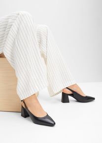 Sling Pumps aus Leder in schwarz, Grösse 36, bonprix