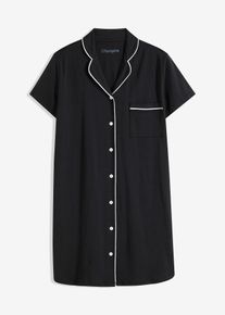 Kurzes Nachthemd aus reiner Bio-Baumwolle in schwarz, Grösse 56/58 (3XL), 100% Baumwolle, bonprix