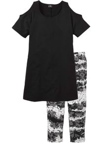 Capri Pyjama mit kurzen Ärmeln in schwarz, Grösse 36/38 (S), bonprix