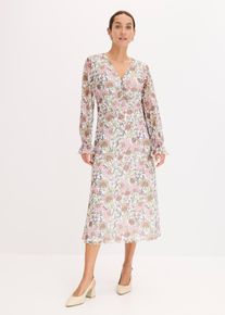 bedrucktes Mesh-Midikleid in weiss, Grösse 36/38 (S), bonprix