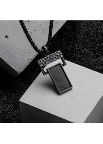 Holzkern Necklaces Men Antiksilber und Schiefer