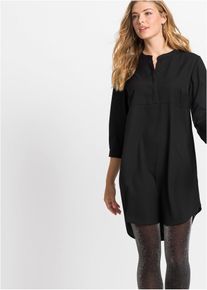Blusenkleid mit kurzer Knopfleiste in schwarz, Grösse 38, bonprix