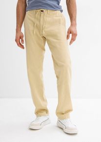 Regular Fit Schlupf-Chinohose mit Leinen Straight in beige, Grösse 64, bonprix