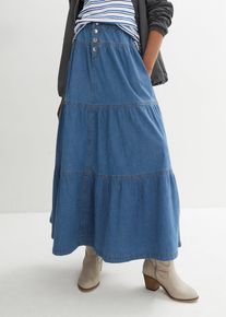 Jeans-Stufenrock in blau, Grösse 46, 98% Baumwolle, bonprix