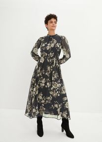 Chiffonkleid in schwarz, Grösse 38, bonprix