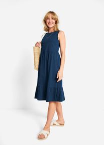 Jerseykleid aus reiner Baumwolle in blau, Grösse 40/42 (M), 100% Baumwolle, bonprix
