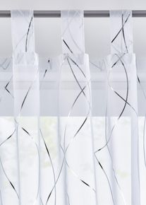 Voilage &agrave; imprim&eacute; brillant (1 pce) en blanc145x140 cm, Couleur/Motif: blanc/argent&eacute;, bonprix