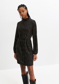 Minikleid mit Bindeband in schwarz, Grösse 48/50 (XL), bonprix