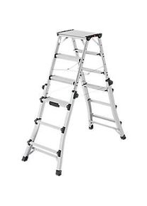 Hailo Alu-Doppel-Teleskopleiter D100, 2 x 4 - 2 x 6 Stufen, Spreizsicherung, Kunststofffüsse, bis 287 cm Arbeitshöhe, bis 150 kg