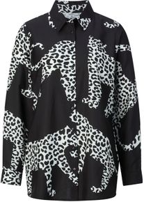 Damen Longbluse schwarz-ecru-bedruckt
