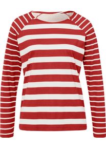 Damen Langarmshirt im Ringel-Dessin rot-ecru-geringelt