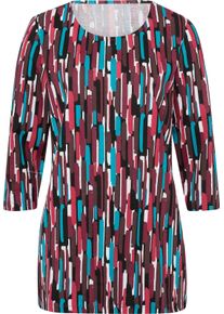 Damen Longshirt in A-Form, grafisch bedruckt burgund-t&uuml;rkis-bedruckt