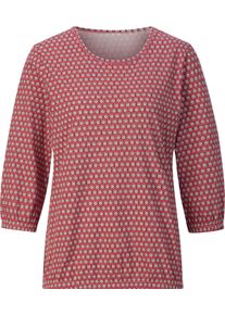 Damen 3/4-Arm-Shirt mit Minimal-Muster koralle-burgund-bedruckt