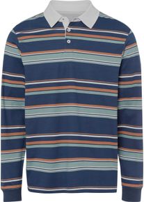 Herren Langarm-Poloshirt dunkelblau-geringelt