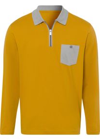 Herren Langarm-Poloshirt mit Kontrast-Details ocker