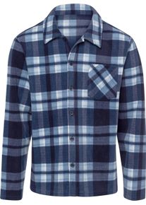 Herren Fleecejacke im Karomuster marine-jeansblau-kariert