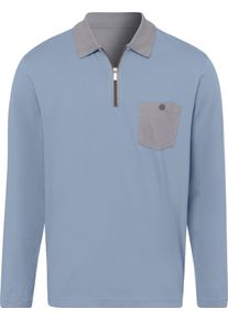 Herren Langarm-Poloshirt mit Kontrast-Details bleu