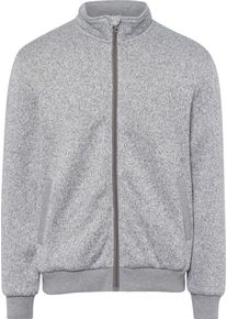 Herren Strickfleecejacke mit Teddyfutter hellgrau-meliert