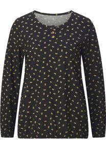 Damen Langarmshirt schwarz-ocker-bedruckt