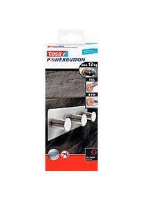 Tesa Powerbutton Hakenleiste Classic, Edelstahl, 2 oder 3 Haken, hält bis max. 12 kg, 3 Haken