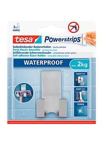 Tesa Powerstrips Waterproof Haken Zoom, aus Metall, für Feuchträume, Doppelhaken