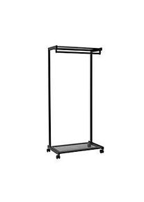 Garderobenständer Maulbolero, mit Rollen, Hut- & Schuhablage, B 780 x T 460 x H 1660 mm, Metall, schwarz