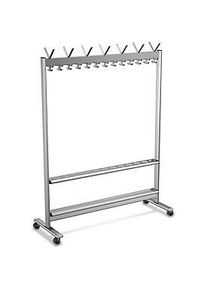 Reihen-Garderobenständer, Leichtmetall, 1360 mm breit, mit Schirmhalterung