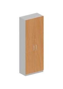 Sch&auml;fer Shop Sch&auml;fer Shop Genius Garderobenschrank TETRIS SOLID, 6 Ordnerh&ouml;hen, 1 Fachboden, Kleiderstange, abschliessbar, B 800 x T 412 x H 2239 mm, weissalu/Buche