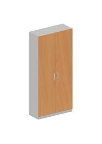 Sch&auml;fer Shop Sch&auml;fer Shop Genius Garderobenschrank TETRIS SOLID, 6 Ordnerh&ouml;hen, 1 Fachboden, Kleiderstange, abschliessbar, B 1000 x T 412 x H 2239 mm, weissalu/Buche