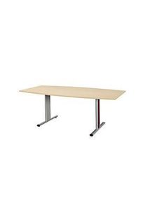 Sch&auml;fer Shop Sch&auml;fer Shop Select Besprechungstisch Planova Basic, Boot, T-Fuss, B 2000 x T 1000 x H 717 mm, Ahorn/weissaluminium RAL 9006