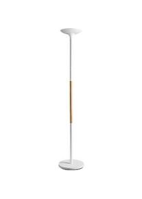 LED Stehleuchte Unilux PRYSKA, Leistung 40 W, 4000 lm, 3000 K, 3 Leuchtstärken, dimmbar, Ø 340 x H 1800 mm, Stahl & FSC®-zertifiziertes Holz, weiss-buche