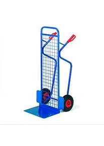 ROLLCART Stapelkarre gross mit Gitter-R&uuml;ckwand, Tragkraft 250 kg, Vollgummi-Bereifung