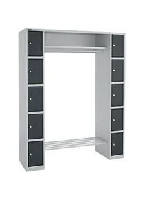 Schäfer Shop Schäfer Shop Select Schliessfachgarderobe, mit Hutablage & Kleiderstange, B 1565 x T 500 x H 1950 mm, weissalu/anthrazitgrau