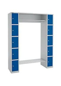 Schäfer Shop Schäfer Shop Select Schliessfachgarderobe, mit Hutablage & Kleiderstange, B 1565 x T 500 x H 1950 mm, weissalu/enzianblau