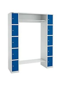 Schäfer Shop Schäfer Shop Select Schliessfachgarderobe, mit Hutablage & Kleiderstange, B 1565 x T 500 x H 1950 mm, lichtgrau/enzianblau