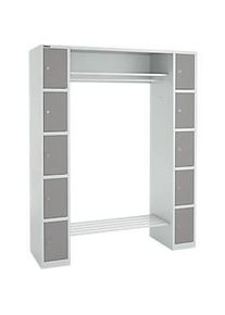 Schäfer Shop Schäfer Shop Select Schliessfachgarderobe, mit Hutablage & Kleiderstange, B 1565 x T 500 x H 1950 mm, lichtgrau/platingrau