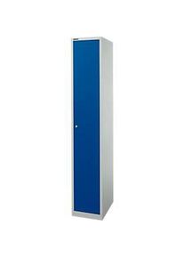 Schäfer Shop Schäfer Shop Select Garderobenschrank, 1 Abteil B 350 mm, 2 Fächer, Hutboden & Kleiderstange, abschliessbar, lichtgrau/enzianblau