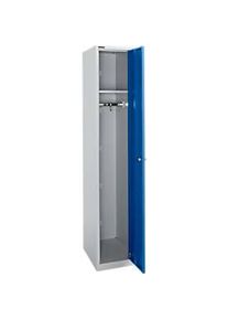 Schäfer Shop Schäfer Shop Select Garderobenschrank, 1 Abteil B 350 mm, 2 Fächer, Hutboden & Kleiderstange, abschliessbar, weissalu/enzianblau