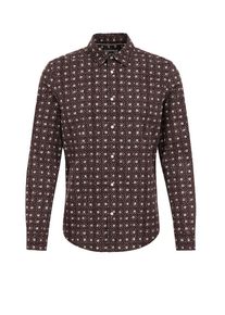 WE Fashion Hemd Herren, dunkelbraun / weiß, Größe XXL