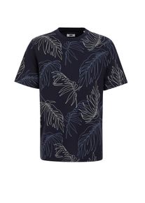 WE Fashion, Hommes T-Shirt, beige / bleu marine / bleu fum&eacute;