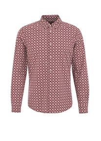 WE Fashion Hemd Herren, dunkelrot / weiß, Größe XS